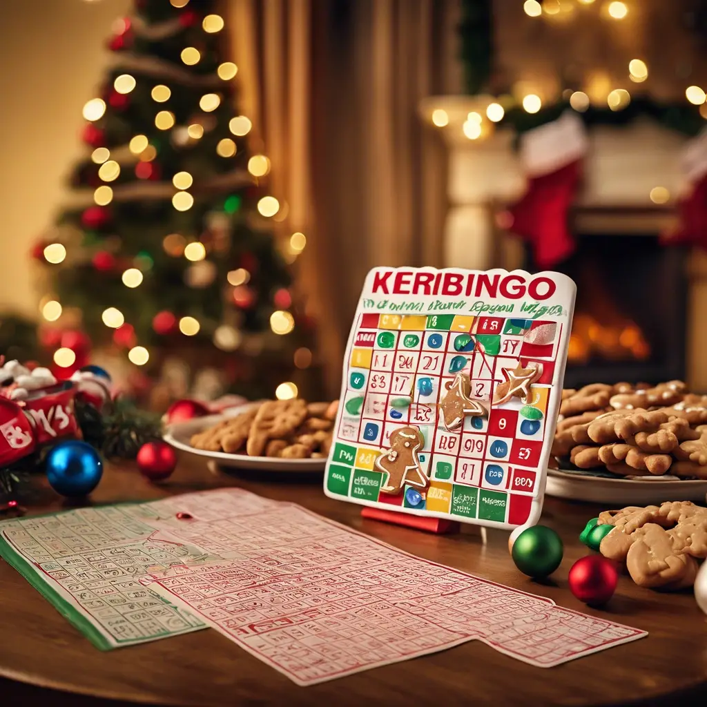 Afbeelding Kerstbingo kaart met eten